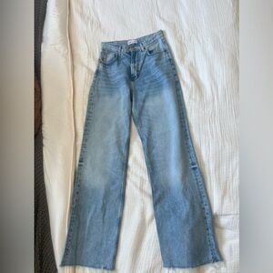 Zara wide leg raw hem jeans